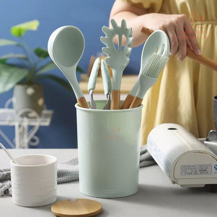 Venice 12 - Piece Silicone Kitchen Utensil Set | Heat - Resistant & Non - Stick Friendly | Multiple Colors - Souk Al Ras