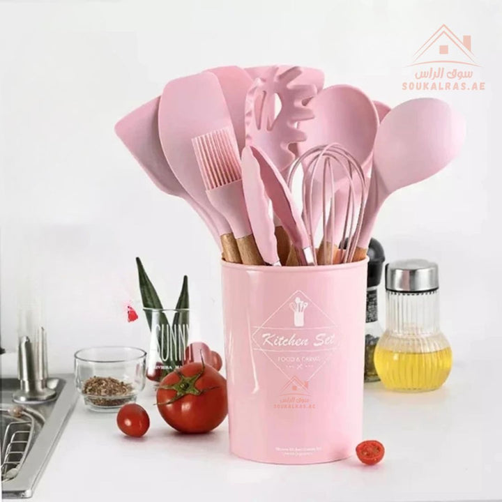 Venice 12 - Piece Silicone Kitchen Utensil Set | Heat - Resistant & Non - Stick Friendly | Multiple Colors - Souk Al Ras