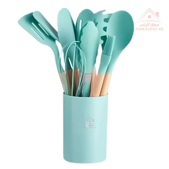 Venice 12 - Piece Silicone Kitchen Utensil Set | Heat - Resistant & Non - Stick Friendly | Multiple Colors - Souk Al Ras