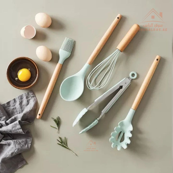 Venice 12 - Piece Silicone Kitchen Utensil Set | Heat - Resistant & Non - Stick Friendly | Multiple Colors - Souk Al Ras