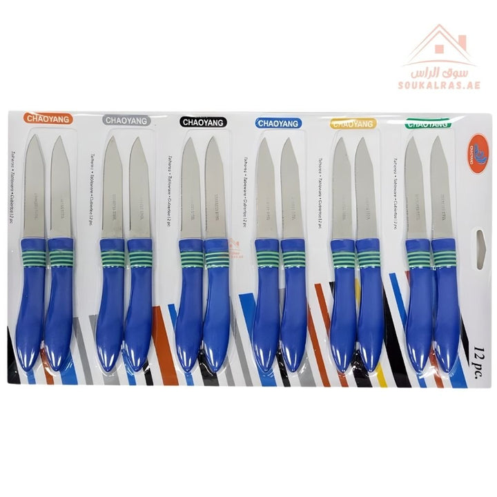 Venice 12 - Piece Stainless Steel Knife Set | Sharp & Durable Kitchen Knives | Comfortable Grip | Multi - Color Handles - Souk Al Ras