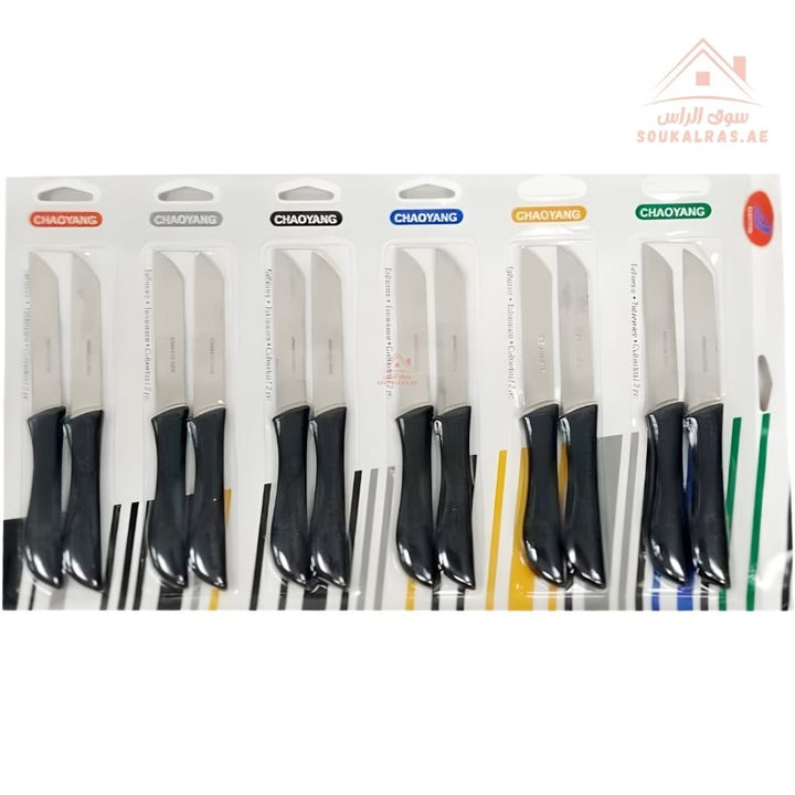 Venice 12 - Piece Stainless Steel Utility Knife Set | Sharp Kitchen Knives | Comfortable Grip | Multi - Color Handles - Souk Al Ras