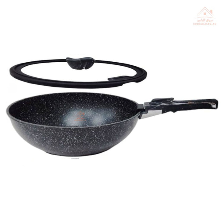 Venice 13 - Piece Non - Stick Marble Coated Die Cast Cookware Set — space - saving, detachable handle, versatile pots & pans perfect for modern kitchens. - Souk Al Ras