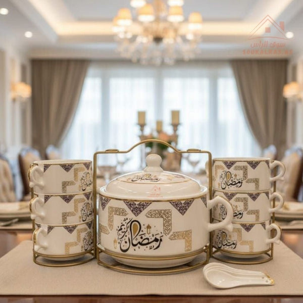 Venice 15 - Piece Premium Serving Bowl Set with Metal Stand | Elegant Gold Design | Perfect for serving snacks, side dishes, nuts, soups, desserts, and more - Souk Al Ras