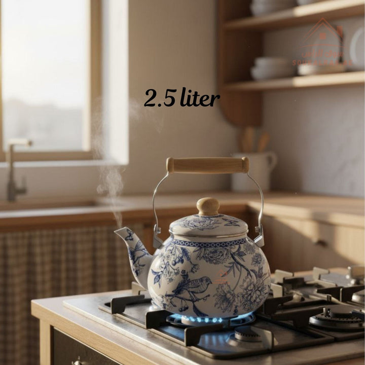 Venice 2.5L Enamel Kettle | Elegant Floral & Traditional Patterns | Heat - Resistant Handle | Premium Quality Mix Color - Souk Al Ras