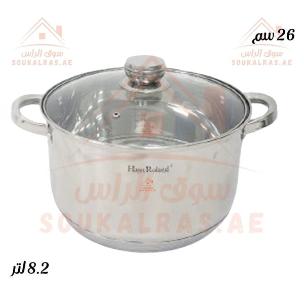 Venice 26CM Stainless Steel Casserole Pot | HausRoland Cooking Pot with Glass Lid - Souk Al Ras