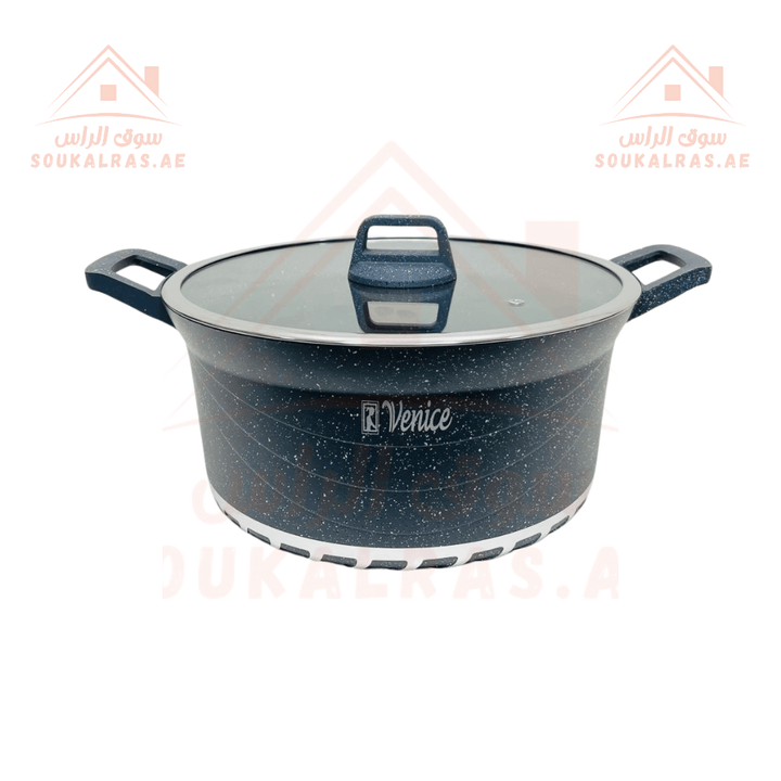 Venice 28CM Aluminum Cooking Pot Casserole | Non - Stick Marble Coating | Energy Saver | Scratch - Resistant - Souk Al Ras