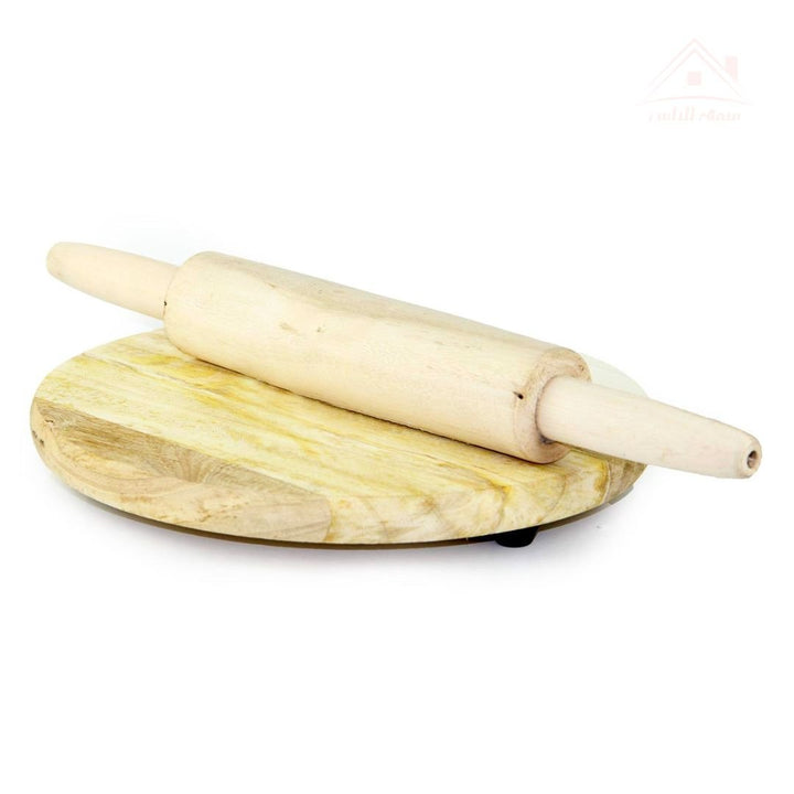 Venice 30cm Wooden Chapati Board with Rolling Pin | Hardwood Dough Rolling Set | Durable & Traditional - Souk Al Ras