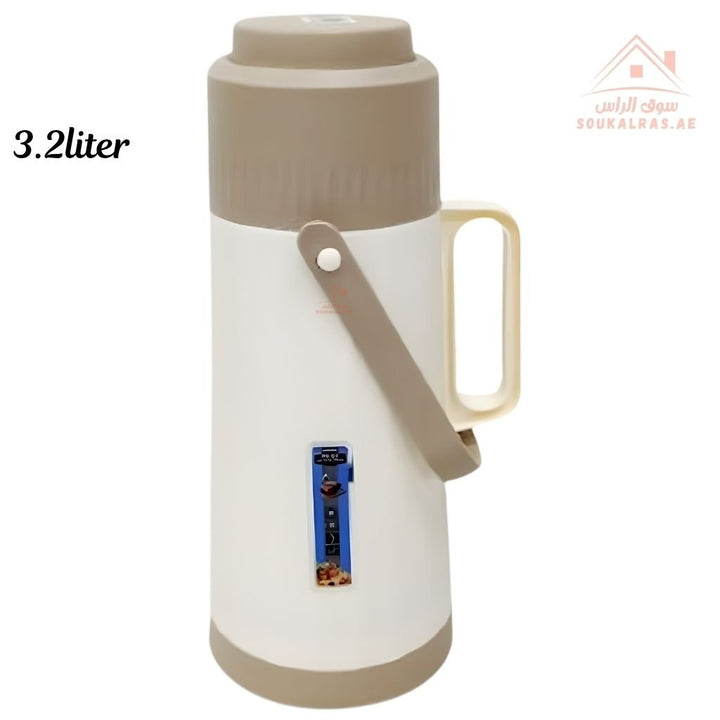 Venice 3.2L Insulated Vacuum Flask | Portable Hot & Cold Beverage Jug | Strong Handle | Mix Colors | Ideal for Travel, Picnics & Home Use - Souk Al Ras