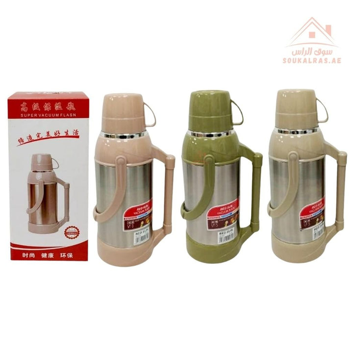 Venice 3.2L Insulated Vacuum Flask | Portable Hot & Cold Beverage Jug | Strong Handle | Mix Colors | Ideal for Travel, Picnics & Home Use - Souk Al Ras