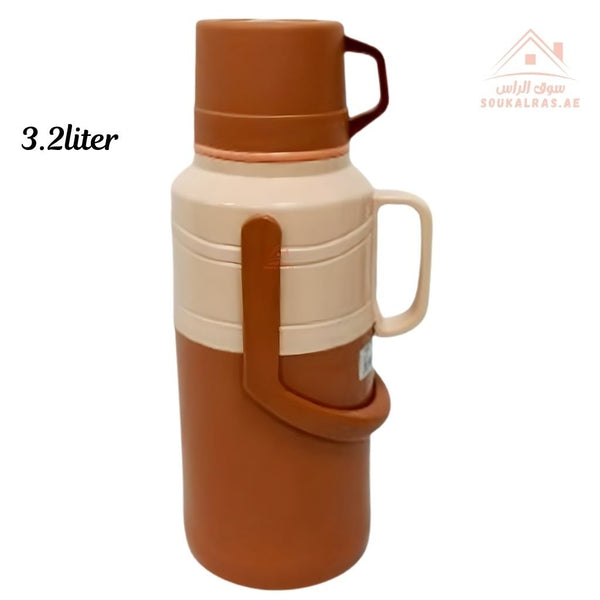 Venice 3.2L Insulated Vacuum Flask | Portable Hot & Cold Beverage Jug | Strong Handle | Mix Colors | Ideal for Travel, Picnics & Home Use - Souk Al Ras