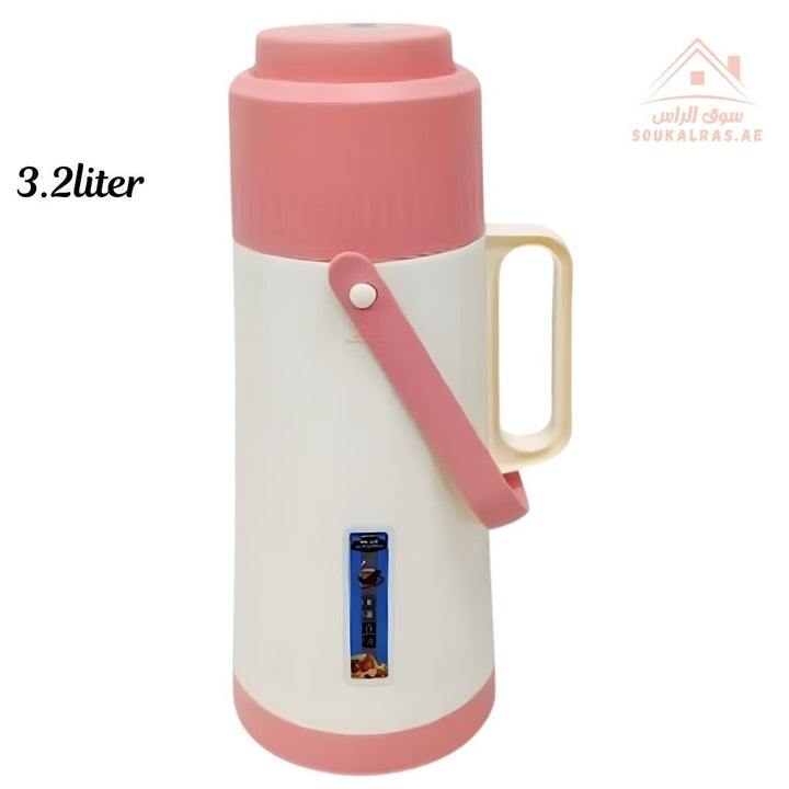 Venice 3.2L Insulated Vacuum Flask | Portable Hot & Cold Beverage Jug | Strong Handle | Mix Colors | Ideal for Travel, Picnics & Home Use - Souk Al Ras