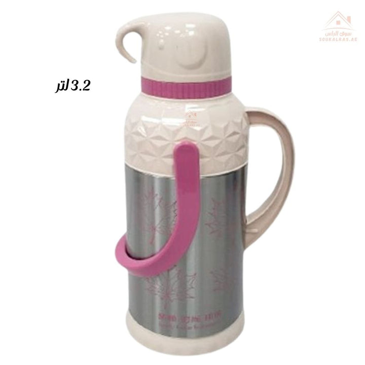 Venice 3.2L Water Jug with Handle | Insulated Drink Dispenser | High - quality Stainless Steel | Leak - proof lid with comfortable grip handle - Souk Al Ras