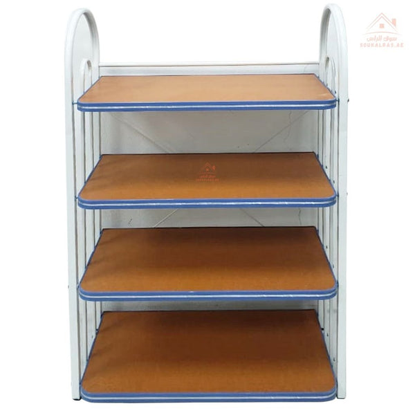 Venice 4 - Tier Sturdy Wooden Storage Shelves with Elegant White Metal Frame | Height: 75 x Length: 50 x Width: 24 cm | Compact Organizer | Versatile Storage Solution | Easy to Assemble - Souk Al Ras