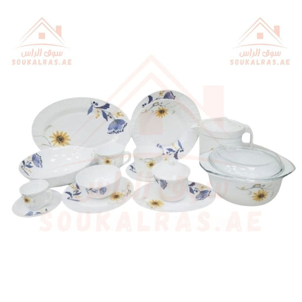 Venice 58 - Piece Opal Dinner Set | Elegant Floral Design | Heat - Resistant & Durable Tableware | Perfect for Home & Gifting - Souk Al Ras