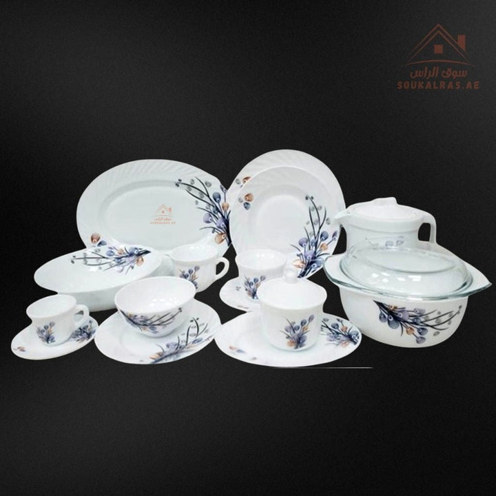 Venice 58 - Piece Opal Dinner Set | Elegant Floral Design | Heat - Resistant & Durable Tableware | Perfect for Home & Gifting - Souk Al Ras