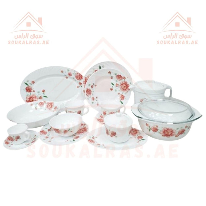 Venice 58 - Piece Opal Dinner Set | Elegant Floral Design | Heat - Resistant & Durable Tableware | Perfect for Home & Gifting - Souk Al Ras