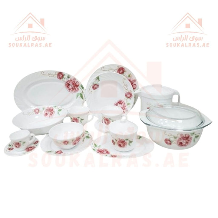 Venice 58 - Piece Opal Dinner Set | Elegant Floral Design | Heat - Resistant & Durable Tableware | Perfect for Home & Gifting - Souk Al Ras