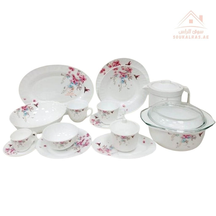 Venice 58 - Piece Opal Dinner Set | Elegant Floral Design | Heat - Resistant & Durable Tableware | Perfect for Home & Gifting - Souk Al Ras