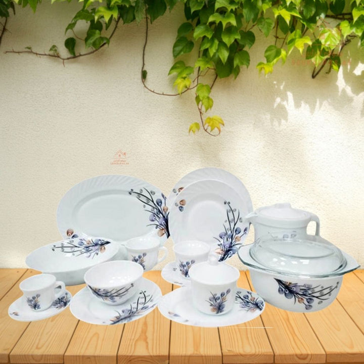 Venice 58 - Piece Opal Dinner Set | Elegant Floral Design | Heat - Resistant & Durable Tableware | Perfect for Home & Gifting - Souk Al Ras