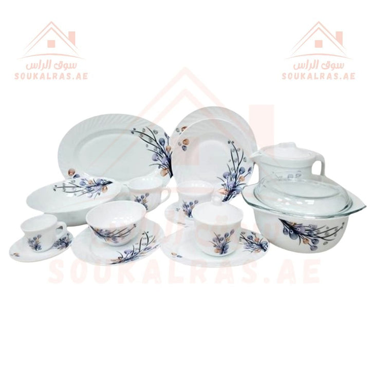 Venice 58 - Piece Opal Dinner Set | Elegant Floral Design | Heat - Resistant & Durable Tableware | Perfect for Home & Gifting - Souk Al Ras