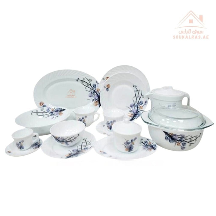 Venice 58 - Piece Opal Dinner Set | Elegant Floral Design | Heat - Resistant & Durable Tableware | Perfect for Home & Gifting - Souk Al Ras