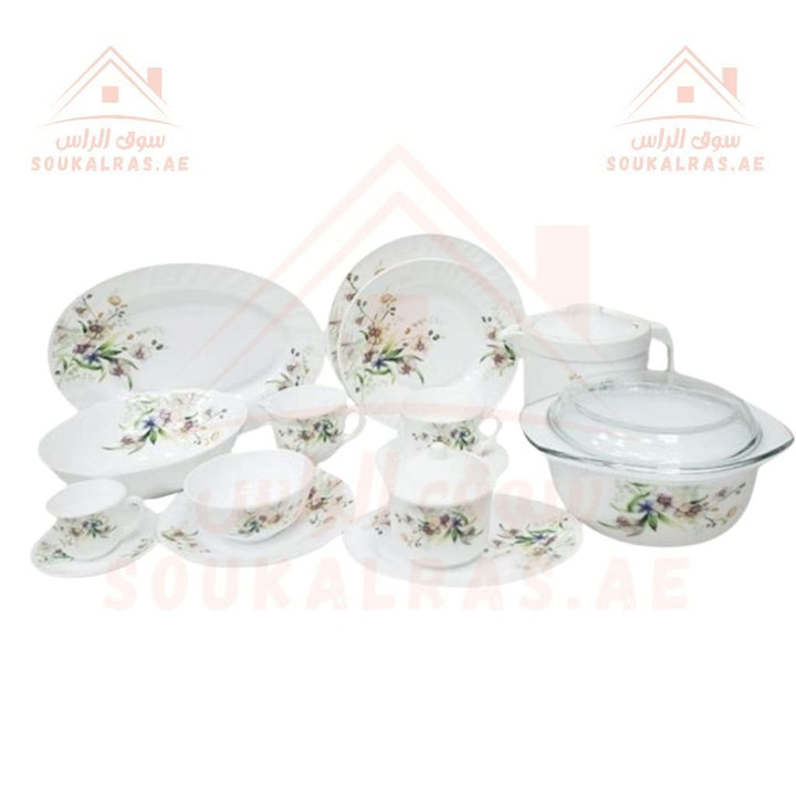 Venice 58 - Piece Opal Dinner Set | Elegant Floral Design | Heat - Resistant & Durable Tableware | Perfect for Home & Gifting - Souk Al Ras