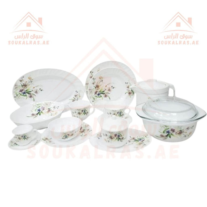 Venice 58 - Piece Opal Dinner Set | Elegant Floral Design | Heat - Resistant & Durable Tableware | Perfect for Home & Gifting . - Souk Al Ras