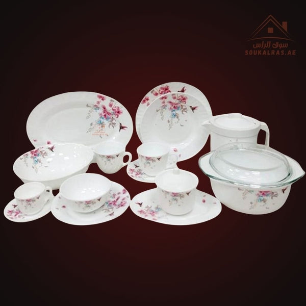 Venice 58 - Piece Opal Dinner Set | Elegant Floral Design | Heat - Resistant & Durable Tableware | Perfect for Home & Gifting - Souk Al Ras
