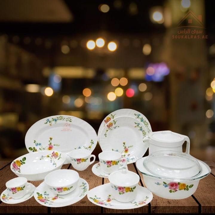 Venice 58 - Piece Opal Dinner Set | Elegant Floral Design | Heat - Resistant & Durable Tableware | Perfect for Home & Gifting - Souk Al Ras