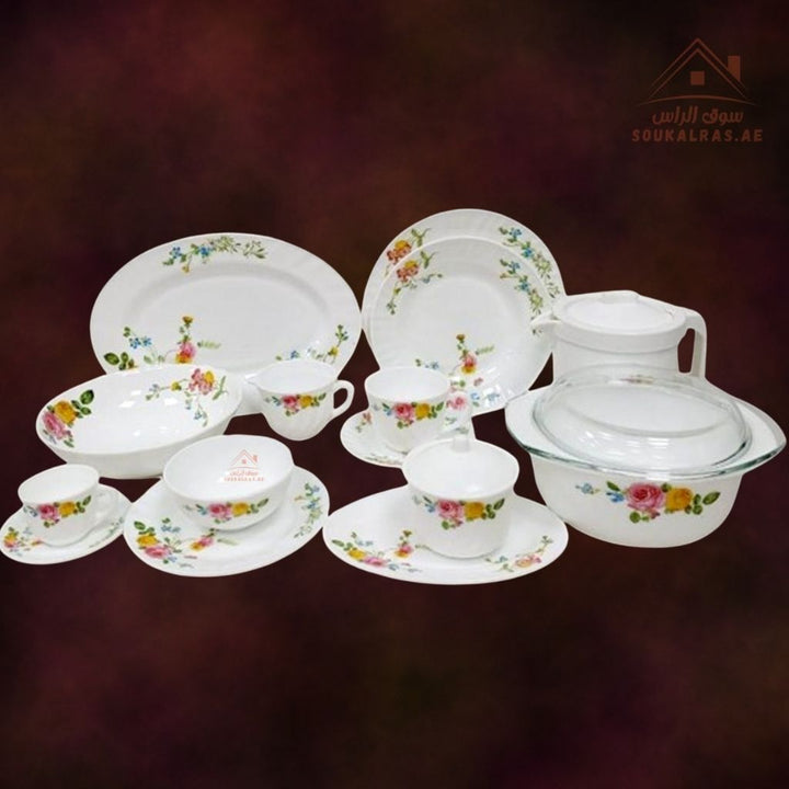Venice 58 - Piece Opal Dinner Set | Elegant Floral Design | Heat - Resistant & Durable Tableware | Perfect for Home & Gifting - Souk Al Ras