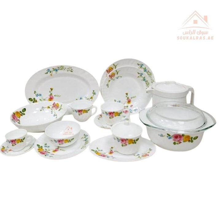 Venice 58 - Piece Opal Dinner Set | Elegant Floral Design | Heat - Resistant & Durable Tableware | Perfect for Home & Gifting - Souk Al Ras