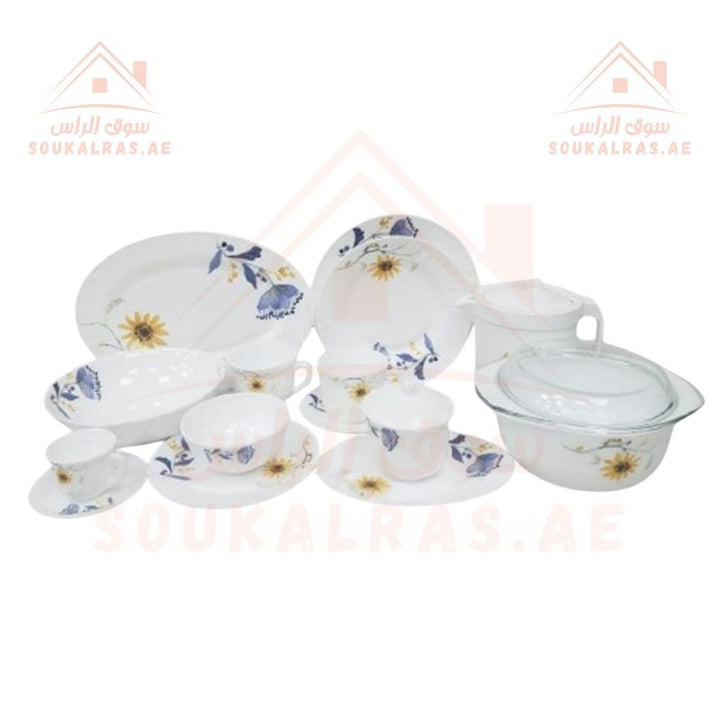 Venice 58 - Piece Opal Dinner Set | Elegant Floral Design | Heat - Resistant & Durable Tableware | Perfect for Home & Gifting . - Souk Al Ras