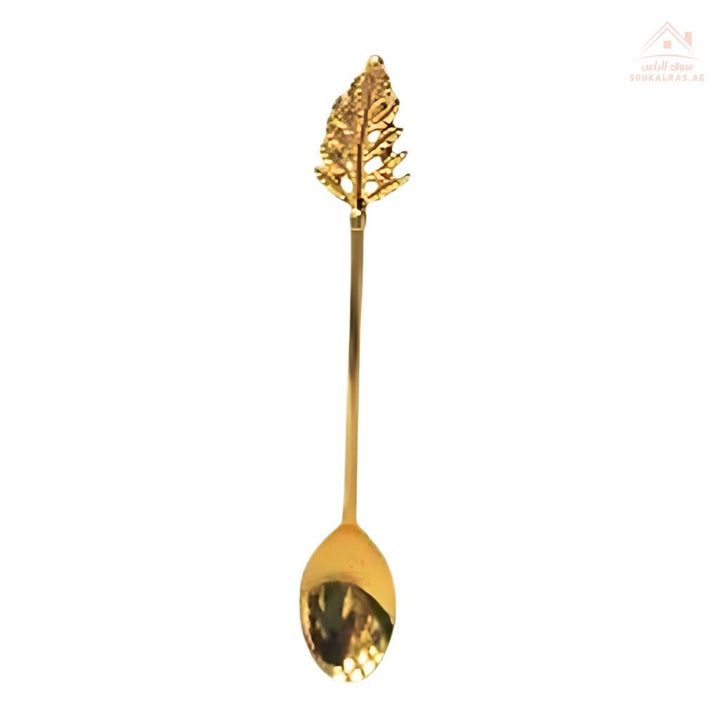 Venice 6PCS Gold Coffee Spoon Set | Elegant Leaf Design | Ideal for home use, cafés and special occasions - Souk Al Ras