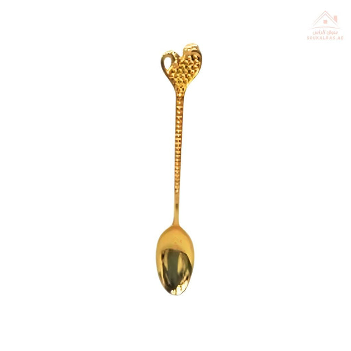 Venice 6PCS Gold Coffee Spoon Set | Heart Handle Design | Ideal for daily use and special gatherings - Souk Al Ras