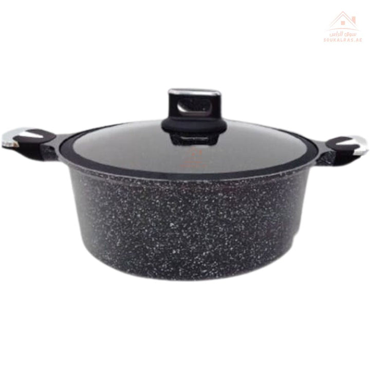 Venice 7 - Piece Forged Aluminum Non - Stick Marble Cookware Set | Excellent heat retention and even cooking| Scratch - resistant, long - lasting non - stick surface - Souk Al Ras