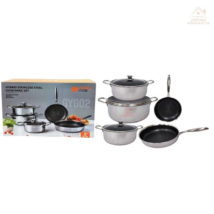 Venice 8 - Piece Non - Stick Stainless Steel Cookware Set | Durable & Stylish Cookware | Ideal For Everyday cooking, family meals - Souk Al Ras