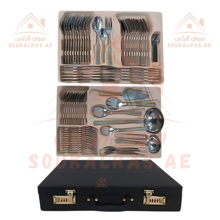 Venice 84 - Piece Stainless Steel Cutlery Set | Premium Dinnerware with Elegant Case | Ideal for Home & Hospitality - Souk Al Ras