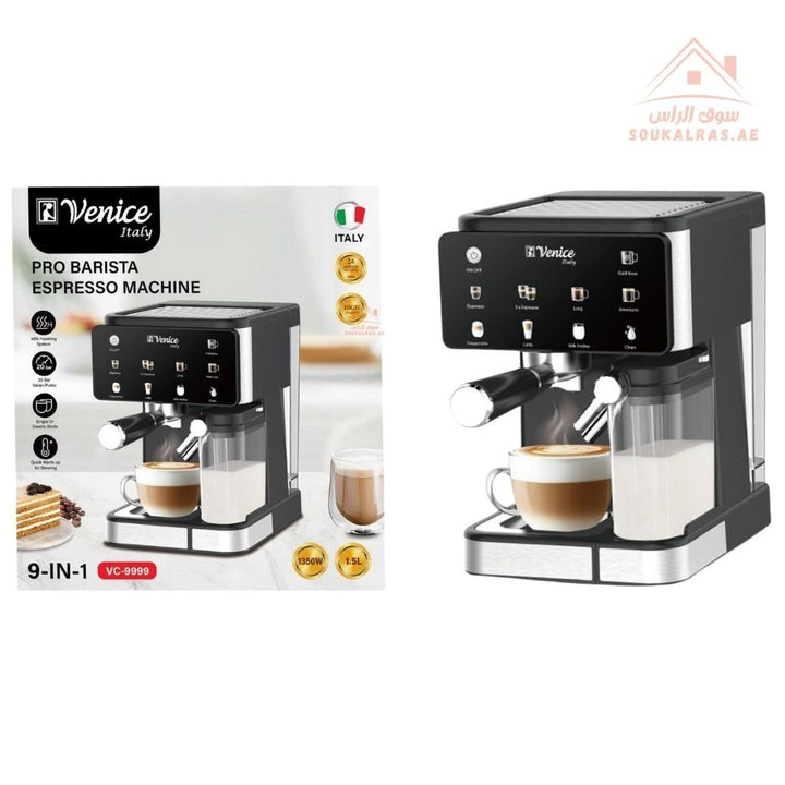 Venice 9 - in - 1 Pro Barista Espresso Machine | 20 Bar | 1350W | Professional Home Coffee Maker, Designed to deliver café - quality coffee at home. - Souk Al Ras