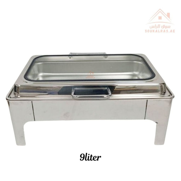 Venice 9L Stainless Steel Buffet Serving Dish | Premium Chafing Dish with Lid | Ideal for Catering, Buffet & Home Use | Sturdy base for stability and long - term use - Souk Al Ras