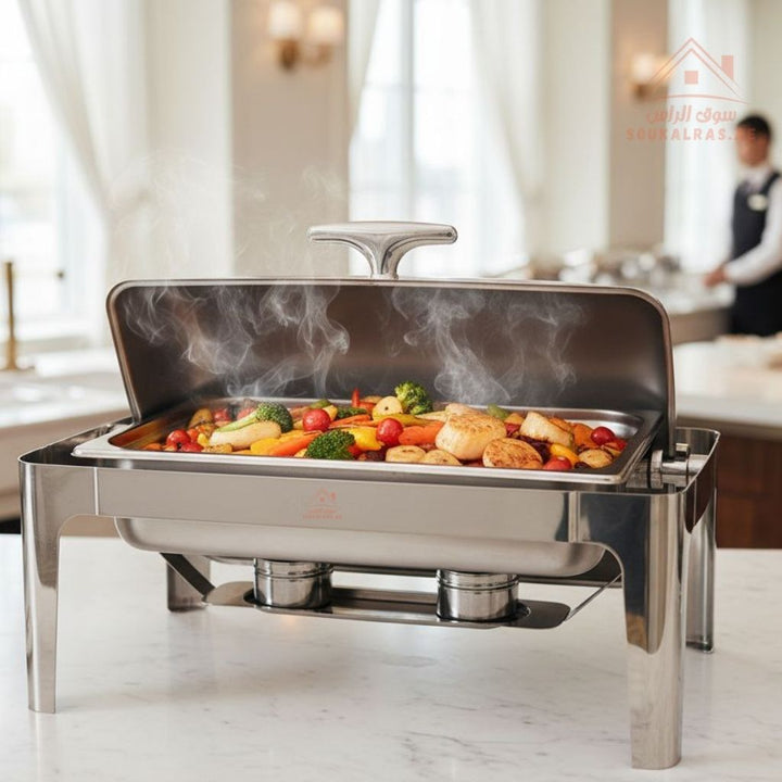 Venice 9L Stainless Steel Chafing Dish | Single Pan Buffet Warmer | Professional Catering - Souk Al Ras