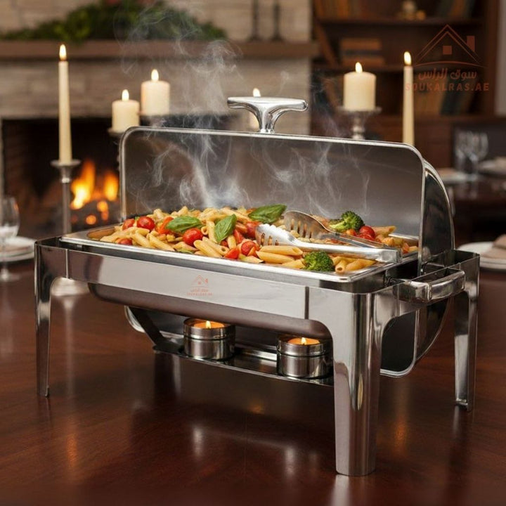 Venice 9L Stainless Steel Chafing Dish | Single Pan Buffet Warmer | Professional Catering - Souk Al Ras