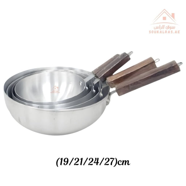 Venice Aluminum Frying Pan Set – | Heavy - Duty Aluminum With Wooden Handle | Multi - Size Cooking Pans | perfect for daily cooking - Souk Al Ras