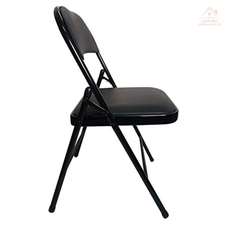 Venice Black Folding Chair | 77x40x40CM | Sturdy & Space - Saving Design |Strong metal frame with cushioned seat - Souk Al Ras