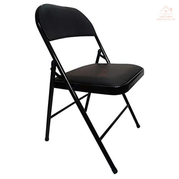 Venice Black Folding Chair | 77x40x40CM | Sturdy & Space - Saving Design |Strong metal frame with cushioned seat - Souk Al Ras