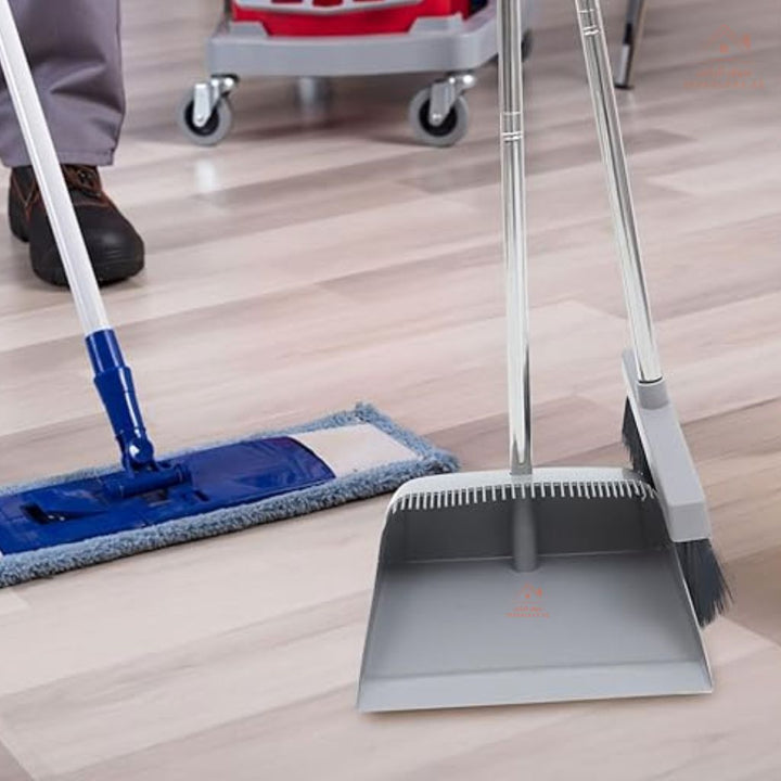 Venice Broom and Dustpan Set | Long Handle | Compact Standing Design | Ideal for Home & Office - Souk Al Ras