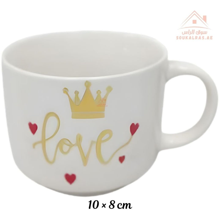 Venice Ceramic Mug | 10 × 8 cm | “Vegan Organic, Super Mom, Love” Design | Elegant Printed Coffee Cup | Perfect Gift for Everyday Use - Souk Al Ras