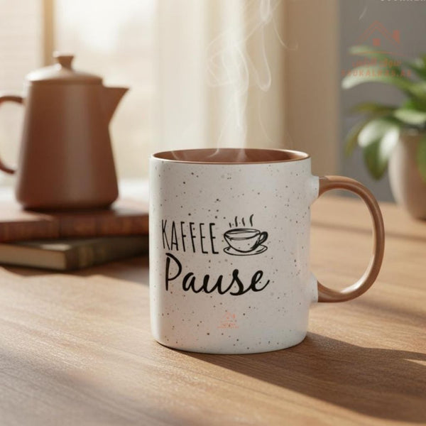 Venice Ceramic Mug – Classic Design with Brown Handle | Suitable for hot and cold drinks | Mix designs - Souk Al Ras