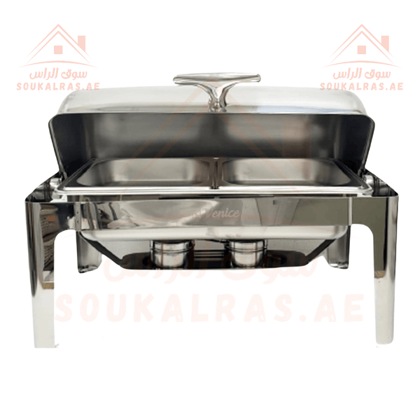 Venice Chafing Dish 9L Rectangle 1/2 | Premium Buffet Server | Keep Food Warm | Stainless Steel Chafing Dish - Souk Al RasServing Dishes Trays & Platters