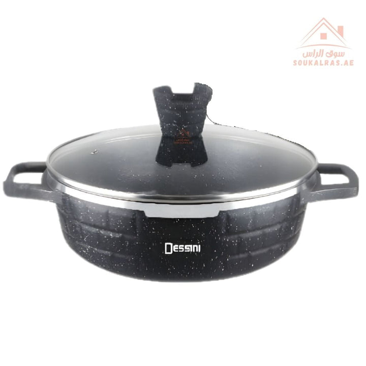 Venice Dessini 10 - Piece Granite Cookware Set |Premium Non - Stick Pots with Glass Lids | Perfect for all types of recipes from soups and stews to frying and sautéing. - Souk Al Ras